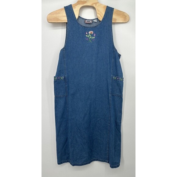 Premier International Dress Women's‎ XL Denim Embroidered Midi Prairie Cottage - Picture 1 of 10